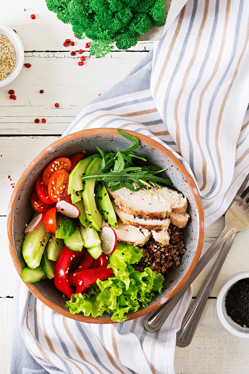 Healthy bowl with lots of veggies
